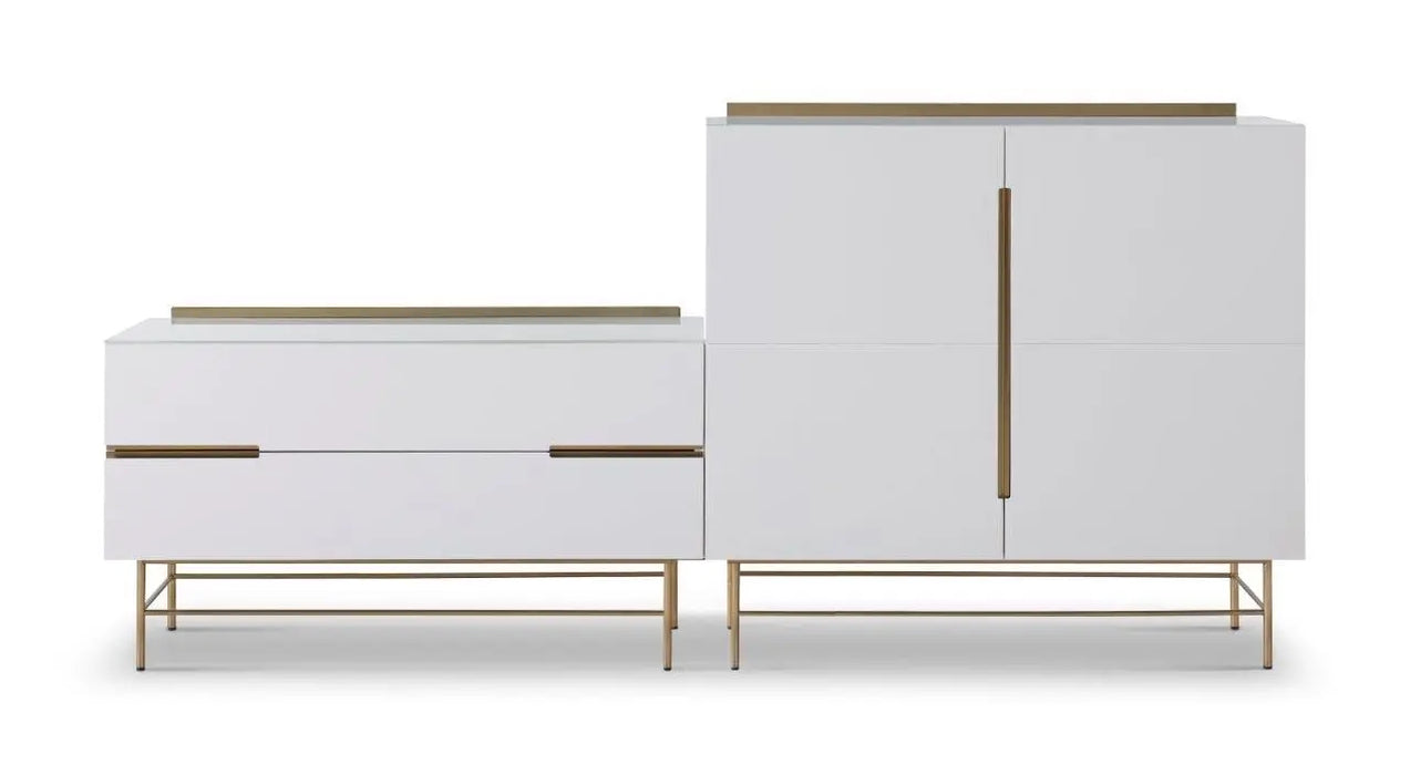Door & Drawer Combination Sideboard White & Dark Chrome Accent-Cheshire Furniture Outlet