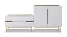 Door & Drawer Combination Sideboard White & Dark Chrome Accent-Cheshire Furniture Outlet