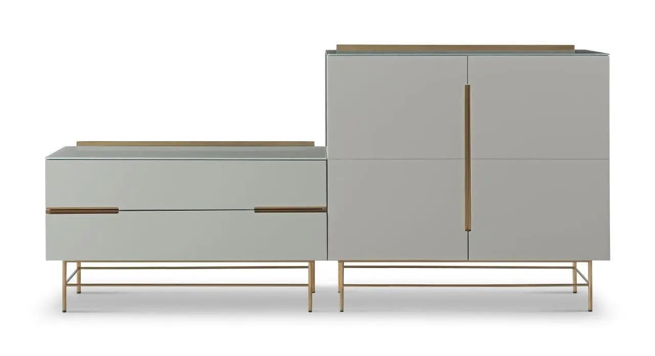 Door & Drawer Combination Sideboard White & Dark Chrome Accent-Cheshire Furniture Outlet