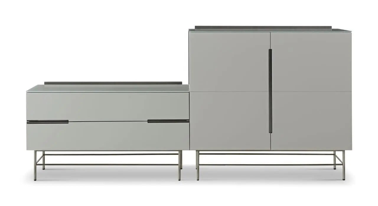 Door & Drawer Combination Sideboard White & Dark Chrome Accent-Cheshire Furniture Outlet