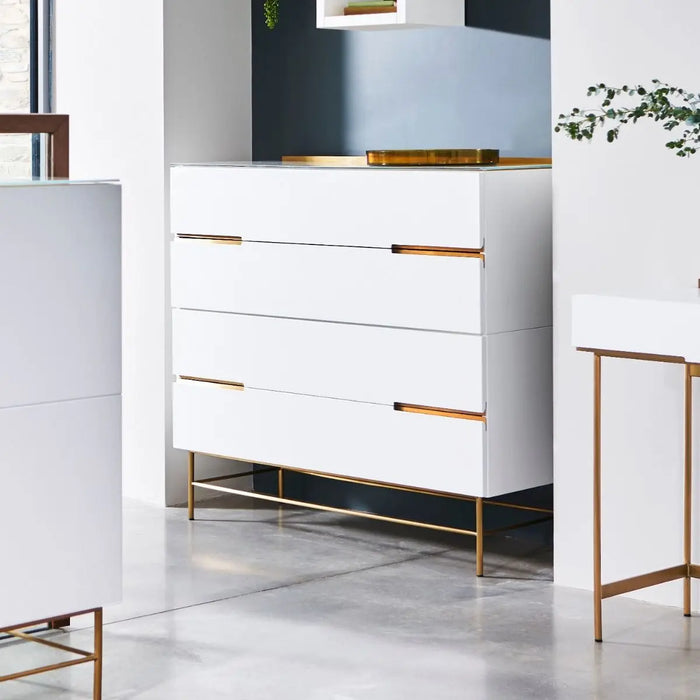 Alberto Wide Chests Of Six Drawer White Matt Lacquer-Cheshire Furniture Outlet