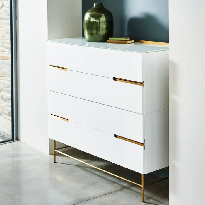 Alberto Wide Chests Of Six Drawer White Matt Lacquer-Cheshire Furniture Outlet