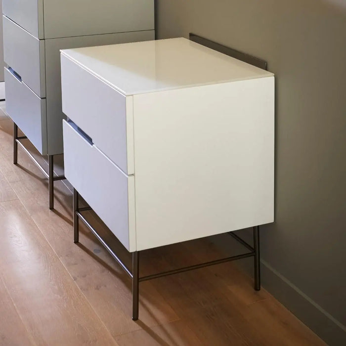 Alberto Narrow Chests Of Two Drawer White Matt Lacquer-Cheshire Furniture Outlet