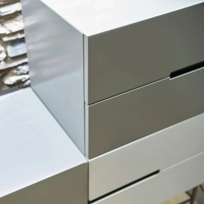 Alberto Narrow Chests Of Four Drawer White Matt Lacquer-Cheshire Furniture Outlet