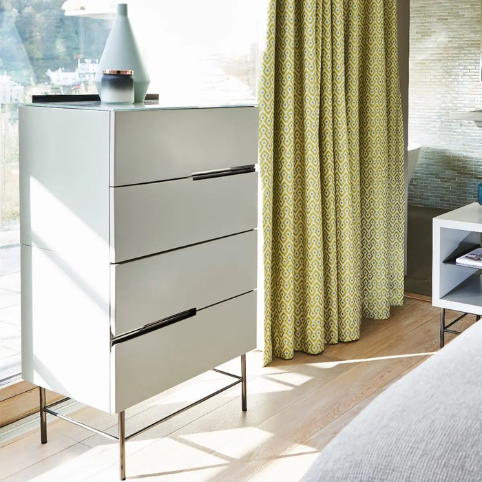 Alberto Narrow Chests Of Four Drawer White Matt Lacquer-Cheshire Furniture Outlet