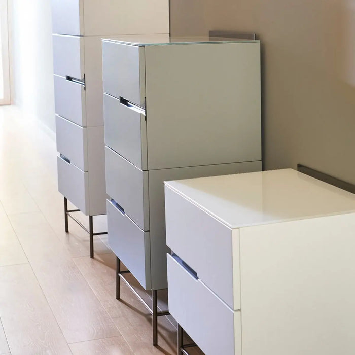 Alberto Narrow Chests Of Four Drawer White Matt Lacquer-Cheshire Furniture Outlet