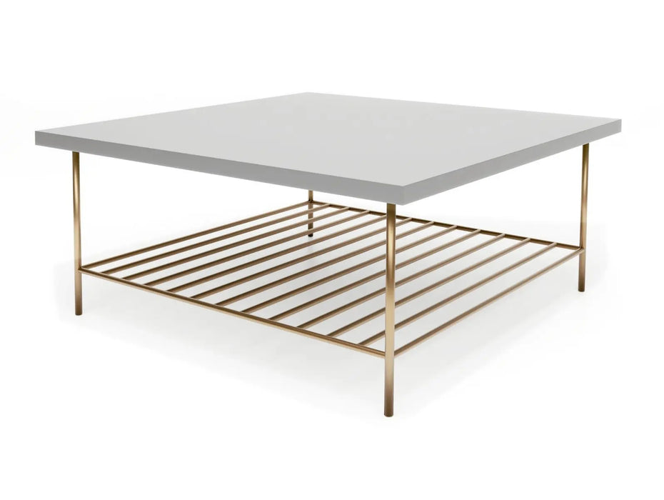 Square Coffee Table Grey With Dark Chrome Base-Cheshire Furniture Outlet
