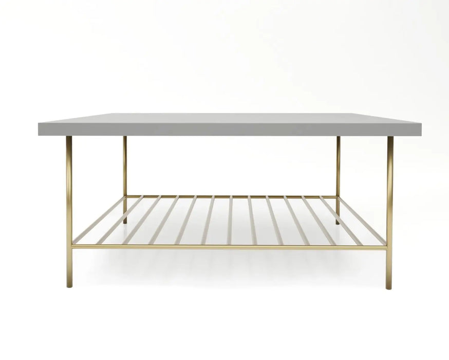 Square Coffee Table Grey With Dark Chrome Base-Cheshire Furniture Outlet