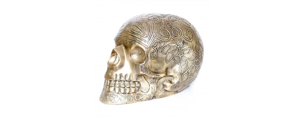 Giant Antique Brass Skull H30cm W50-Cheshire Furniture Outlet