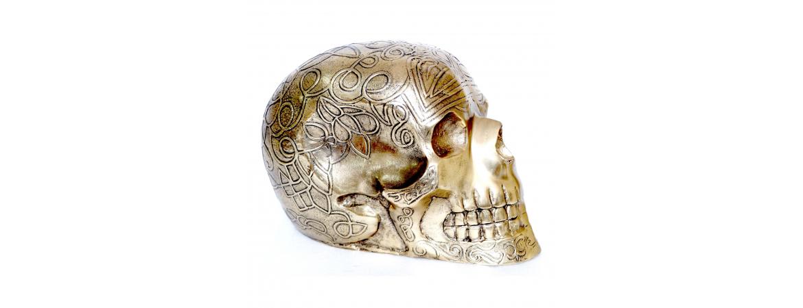 Giant Antique Brass Skull H30cm W50-Cheshire Furniture Outlet