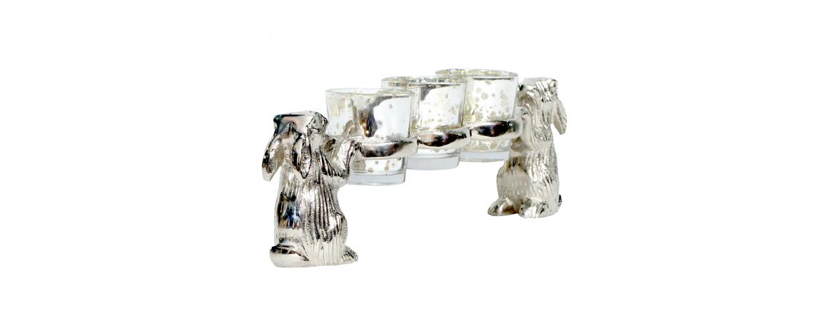 Rabbit Tealight Holder for 3 Candles-Cheshire Furniture Outlet