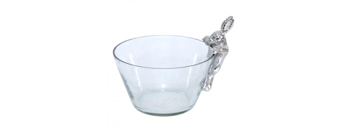Glass Bowl with 2 Bunnies-Cheshire Furniture Outlet