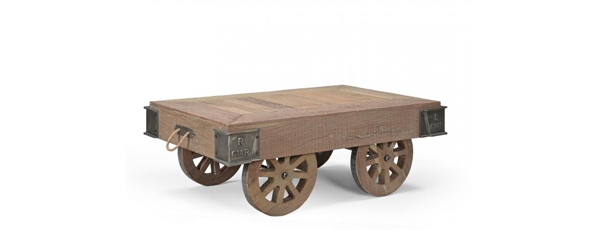 Reclaimed Wooden Coffee Table on Wheels — Cheshire Furniture Outlet
