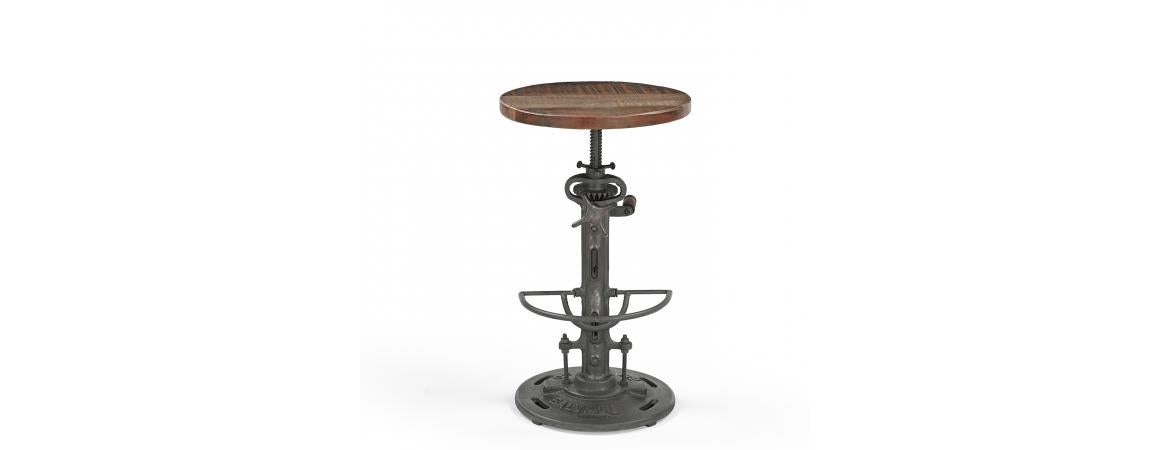 Adjustable Reclaimed Wood & Metal Bar Stool-Cheshire Furniture Outlet