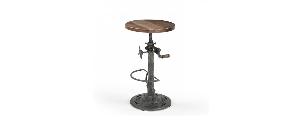 Adjustable Reclaimed Wood & Metal Bar Stool-Cheshire Furniture Outlet