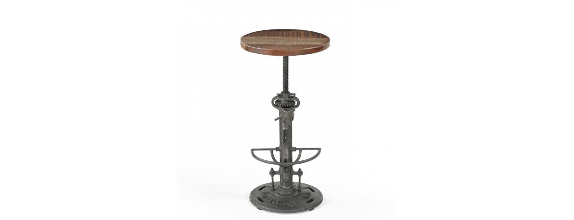 Adjustable Reclaimed Wood & Metal Bar Stool-Cheshire Furniture Outlet