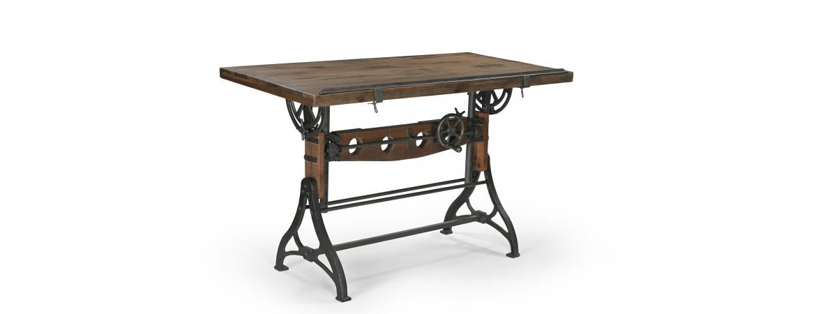 Adjustable Recylced Teak Drafting Table-Cheshire Furniture Outlet