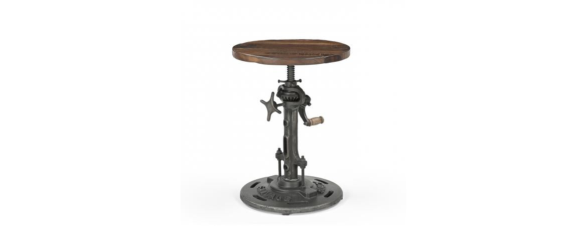 Adjustable Reclaimed Wood & Metal Stool-Cheshire Furniture Outlet