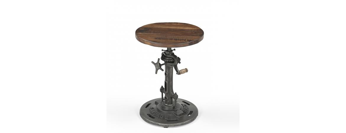 Adjustable Reclaimed Wood & Metal Stool-Cheshire Furniture Outlet