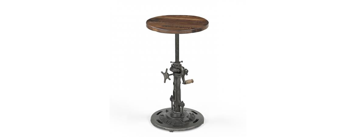 Adjustable Reclaimed Wood & Metal Stool-Cheshire Furniture Outlet