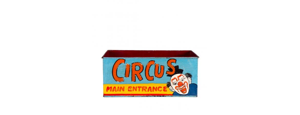 Hand Painted Circus Themed Iron Storage Box-Cheshire Furniture Outlet