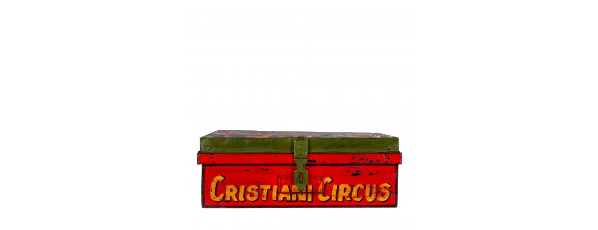 Hand Painted Circus Iron Trunk-Cheshire Furniture Outlet