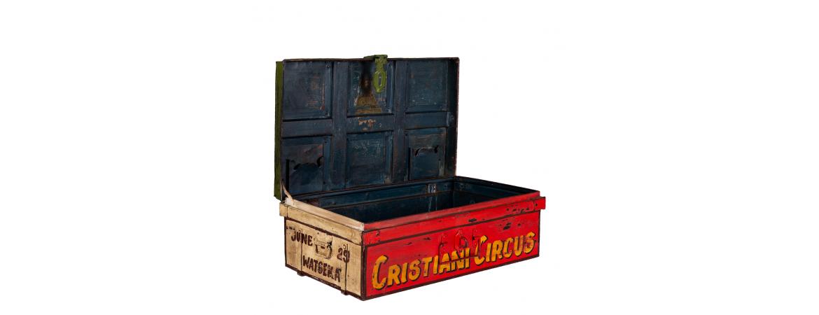 Hand Painted Circus Iron Trunk-Cheshire Furniture Outlet