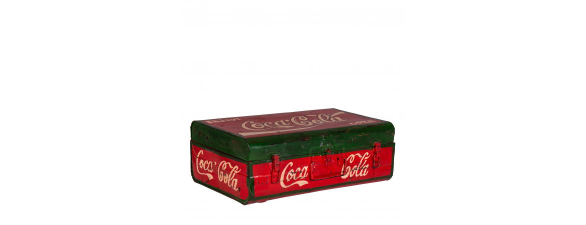 Hand Painted Iron Trunk Coca Cola-Cheshire Furniture Outlet