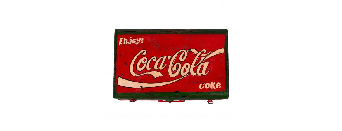 Hand Painted Iron Trunk Coca Cola-Cheshire Furniture Outlet