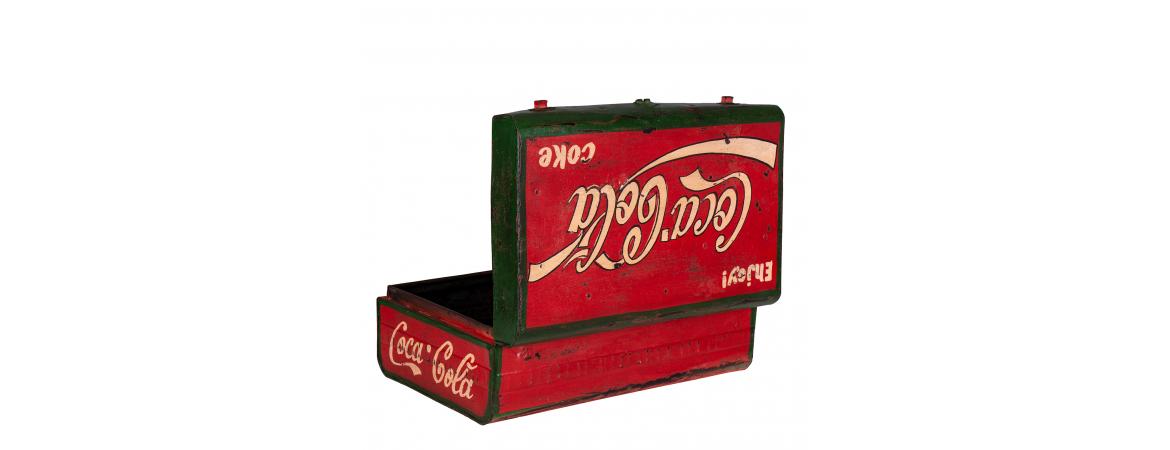 Hand Painted Iron Trunk Coca Cola-Cheshire Furniture Outlet