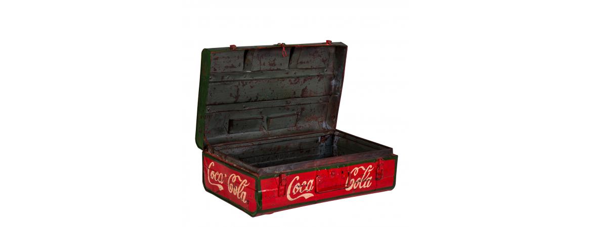 Hand Painted Iron Trunk Coca Cola-Cheshire Furniture Outlet
