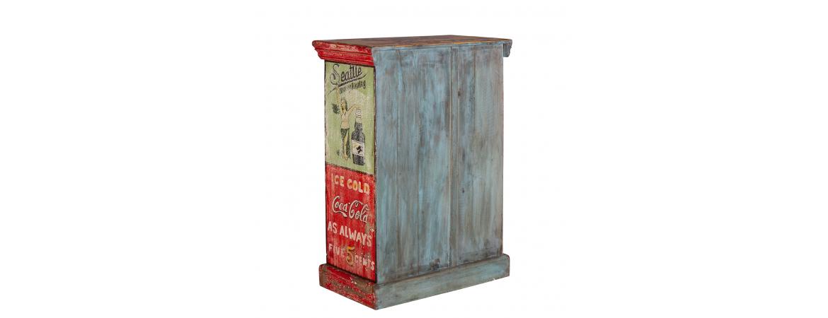 Hand Painted Vintage Ad 2 Door Cabinet-Cheshire Furniture Outlet
