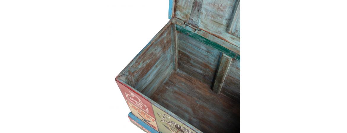 Hand Painted Vintage Ad Storage Chest-Cheshire Furniture Outlet