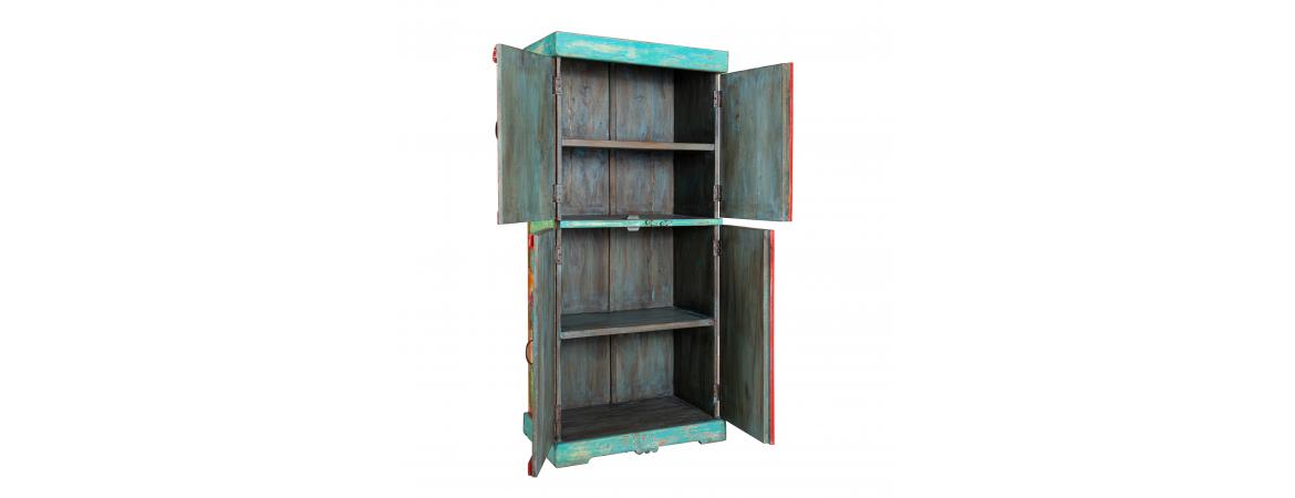 Hand Painted Vintage Folk Pattern 4 Door Cabinet-Cheshire Furniture Outlet