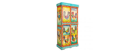 Hand Painted Vintage Folk Pattern 4 Door Cabinet-Cheshire Furniture Outlet