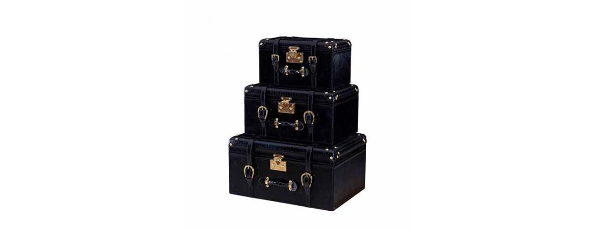 Handcrafted Weave Set of 3 Trunks - Cognac-Cheshire Furniture Outlet