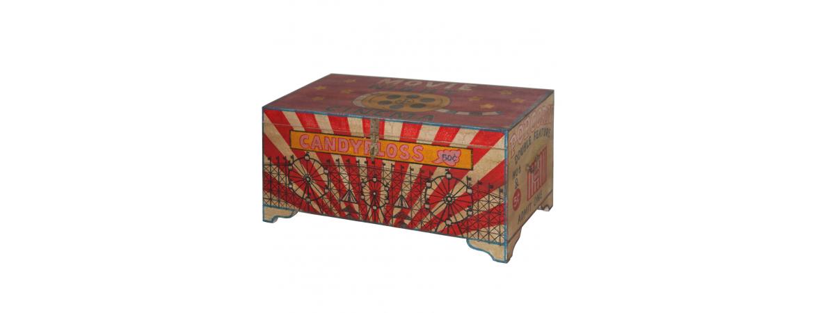 Hand Painted Vintage Movie Storage Chest-Cheshire Furniture Outlet