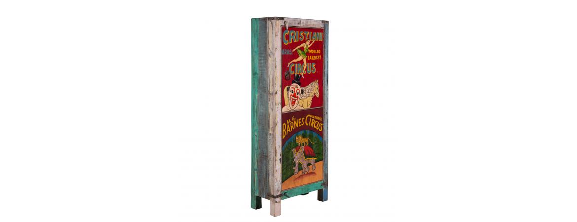 Hand Painted Vintage Circus Ad 1 Door Cabinet-Cheshire Furniture Outlet