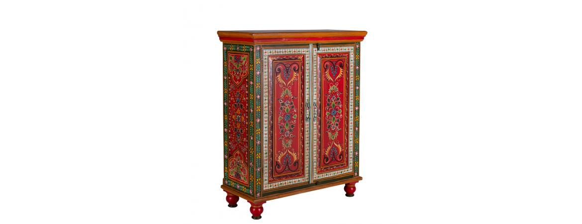 Hand Painted Vintage Folk Pattern 2 Door Cabinet-Cheshire Furniture Outlet