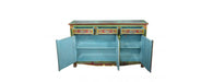 Cheshire Furniture Outlet, Hand Painted Folk Pattern Sideboard, 140cm with 3 Door 3 Drawer