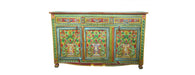 Cheshire Furniture Outlet, Hand Painted Folk Pattern Sideboard, 140cm with 3 Door 3 Drawer