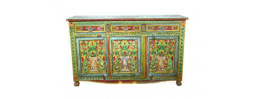 Cheshire Furniture Outlet, Hand Painted Folk Pattern Sideboard, 140cm with 3 Door 3 Drawer