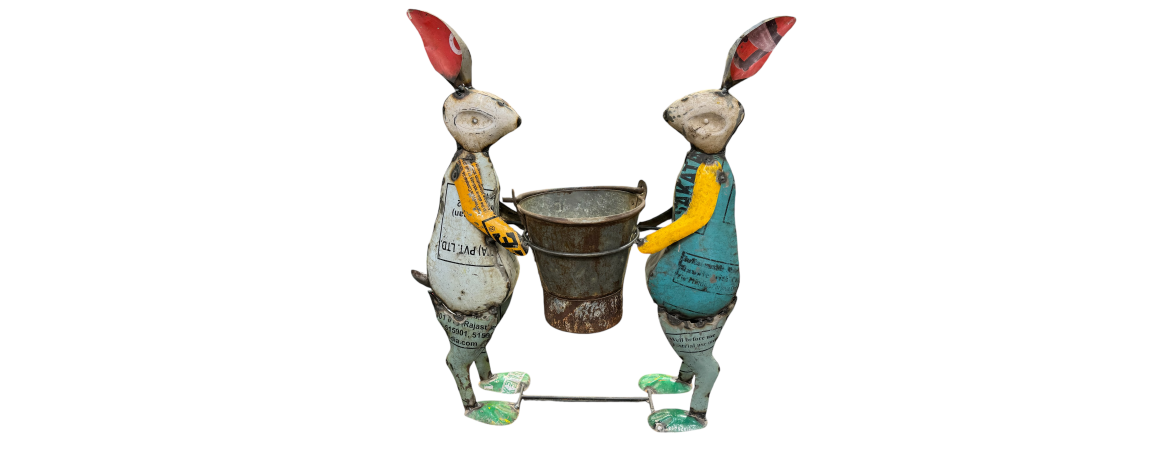 Iron Rabbits with Bucket — Cheshire Furniture Outlet