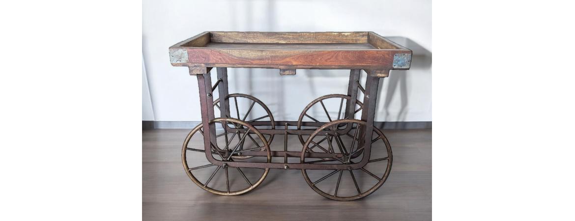 Iron and Wood Small Cart-Cheshire Furniture Outlet
