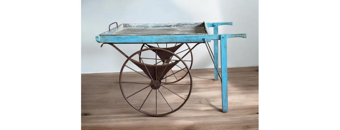 Iron and Wood Cart with Tray-Cheshire Furniture Outlet