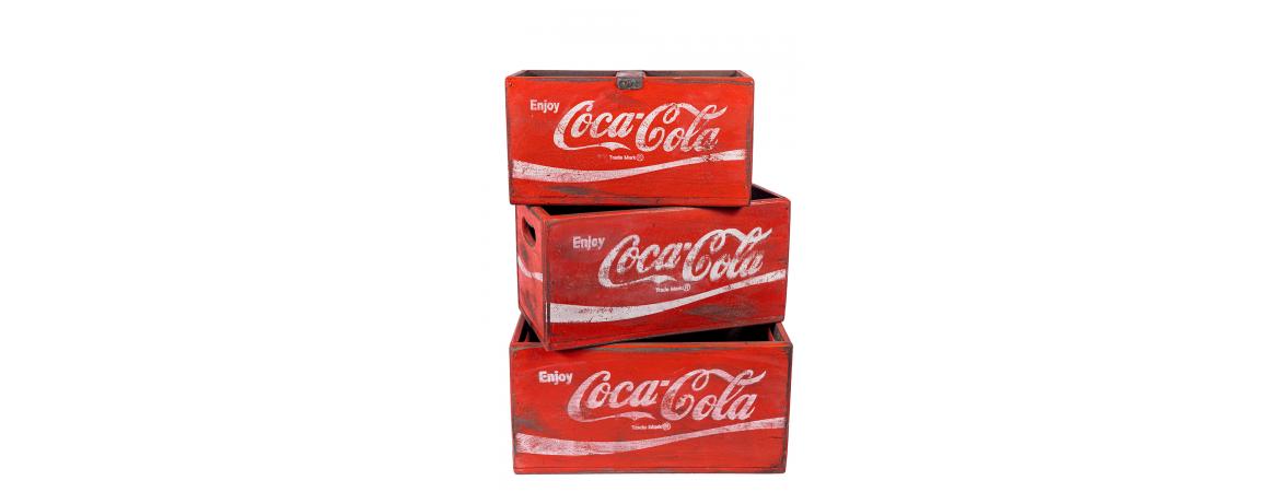 Set of 3 Rectangular Fish Boxes - Coca Cola-Cheshire Furniture Outlet