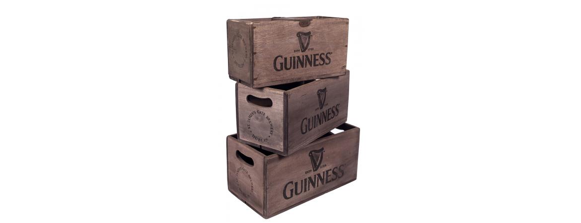 Set of 3 Rectangular Fish Boxes - Guinness with Harp Logo-Cheshire Furniture Outlet