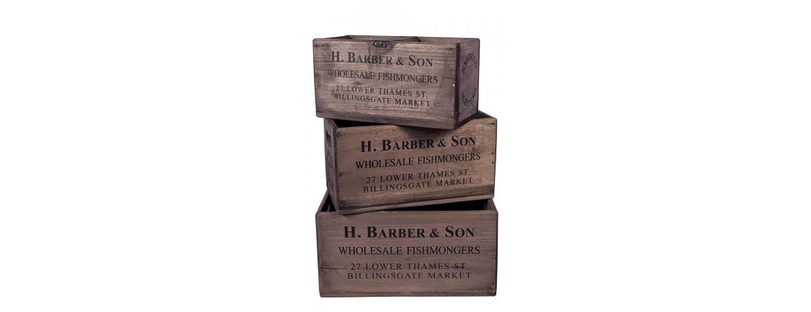 Set of 3 Rectangular Fish Boxes - H.Barber & Sons-Cheshire Furniture Outlet