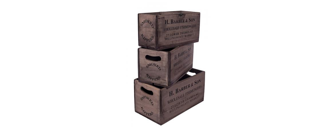 Set of 3 Rectangular Fish Boxes - H.Barber & Sons-Cheshire Furniture Outlet