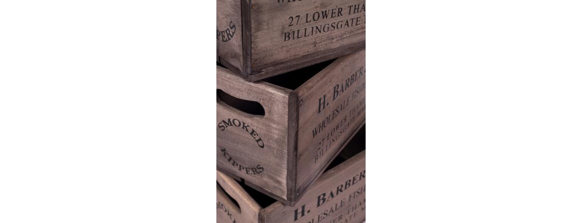 Set of 3 Rectangular Fish Boxes - H.Barber & Sons-Cheshire Furniture Outlet